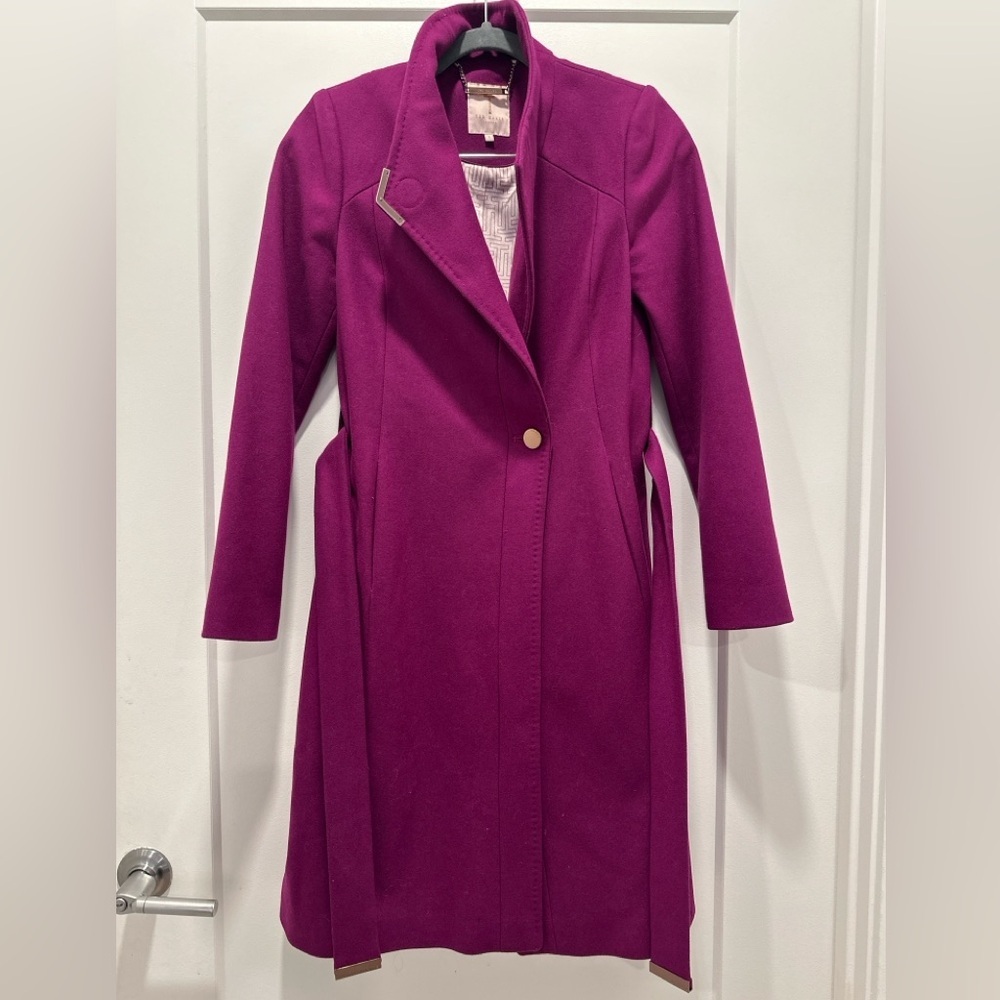 Ted Baker Lorili Long Wrap Coat Wool & Cashmere Blend Size 1 NWOT - Picture 3 of 10